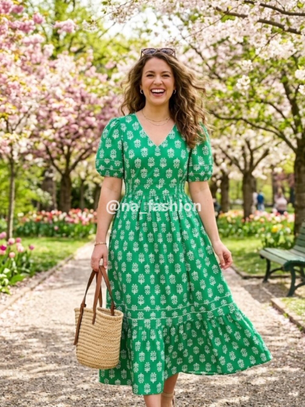 NWT-4-J.Crew Factory Block-print puff-sleeve midi dress